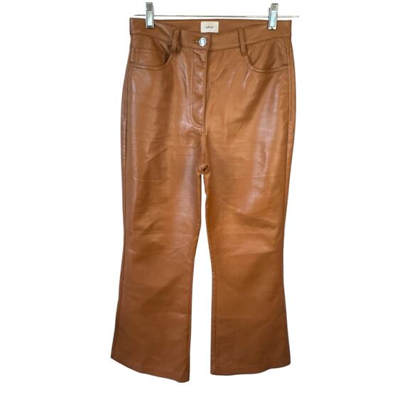 ARITZIA WILFRED The Melina™ Pant High-waisted Vegan Leather Camel Brown Size 6 - Picture 2 of 9